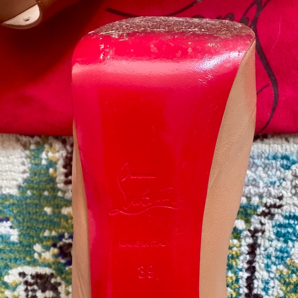 Christian Louboutin Tan Peep-Toe Heels - Picture 5 of 8